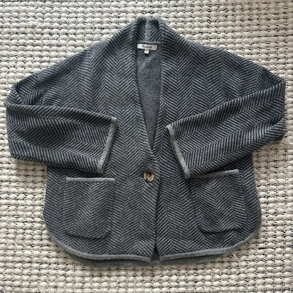 Herringbone Crop Sweater Jacket - Picture 1 of 9